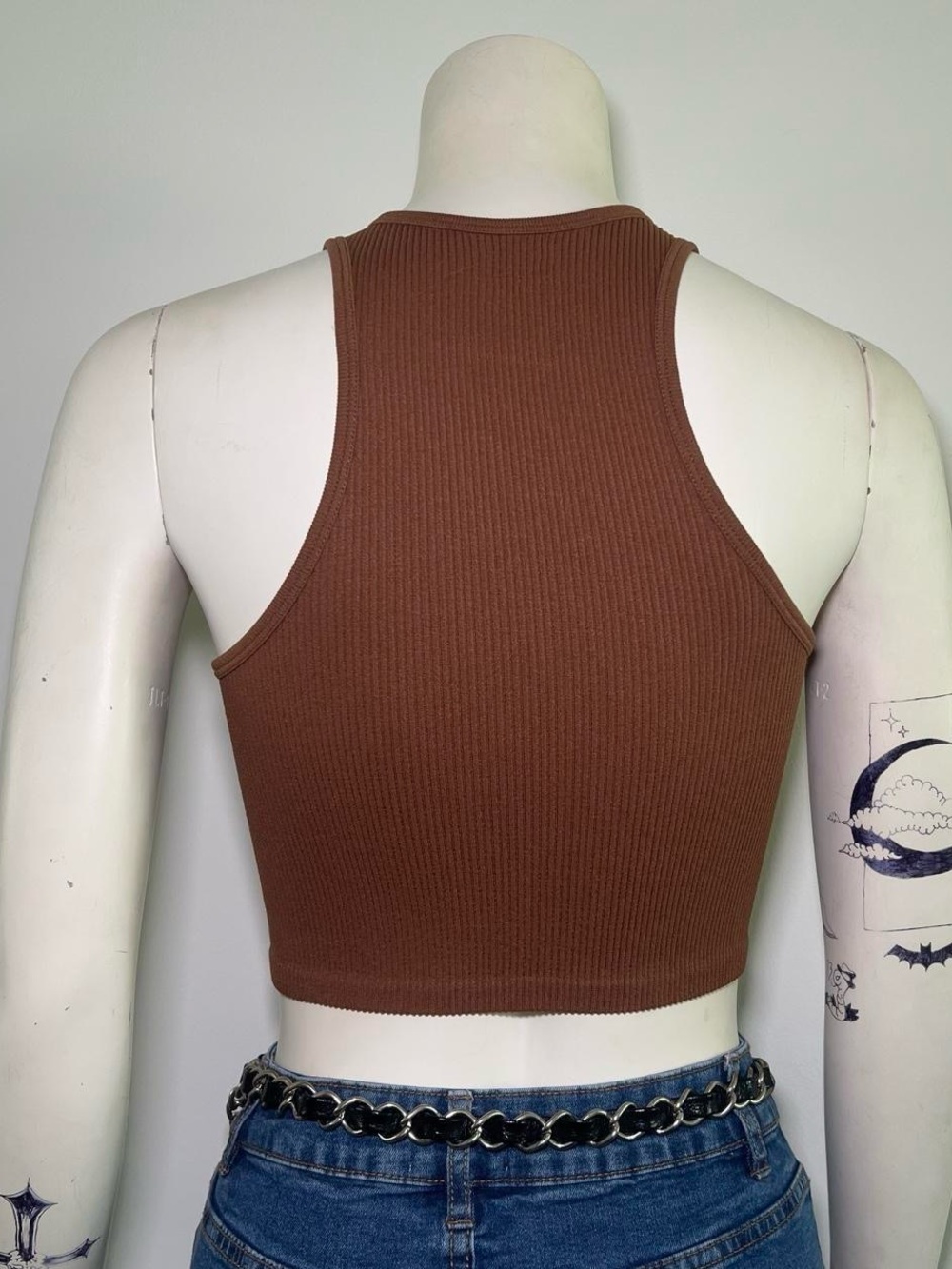 Brown Ribbed Tank Top - Picture 3 of 3